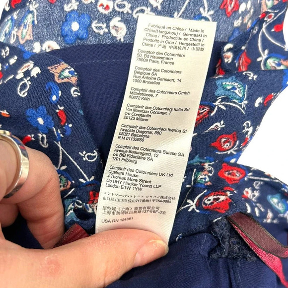 Comptoir Des Cottoniers Blue Floral Skirt Set Skirt and Blouse‎ Size Large - Picture 10 of 11